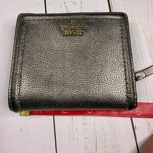 Kate Spade New York Gunmetal Pebbled Leather Zip Wallet